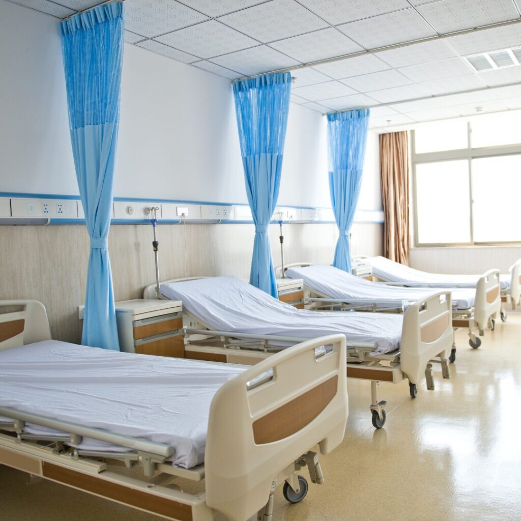 Beds inside a hospital room